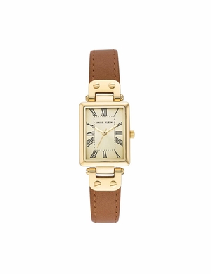 Meilleures ventes Anne Klein Rectangular Case Cuir Brides Watch   | NQK-0549599